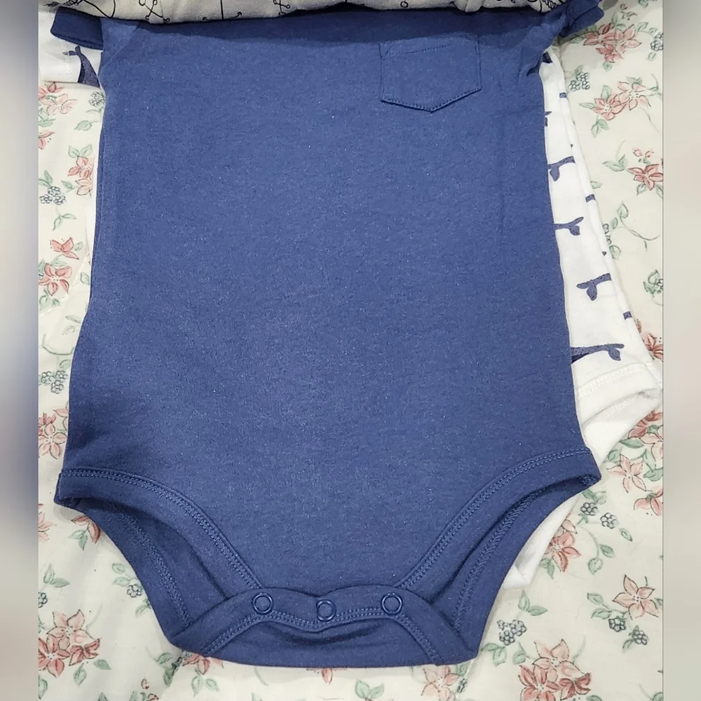 Touched by Nature, organic cotton - 5 bodysuits, short sleeves